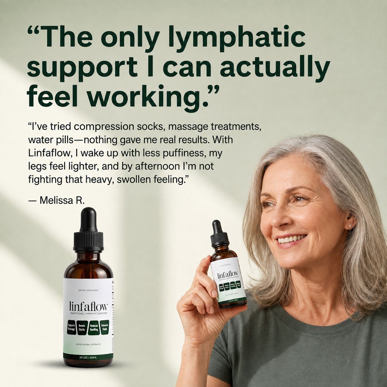Linfaflow customer testimonial - the only lymphatic support I can actually feel working